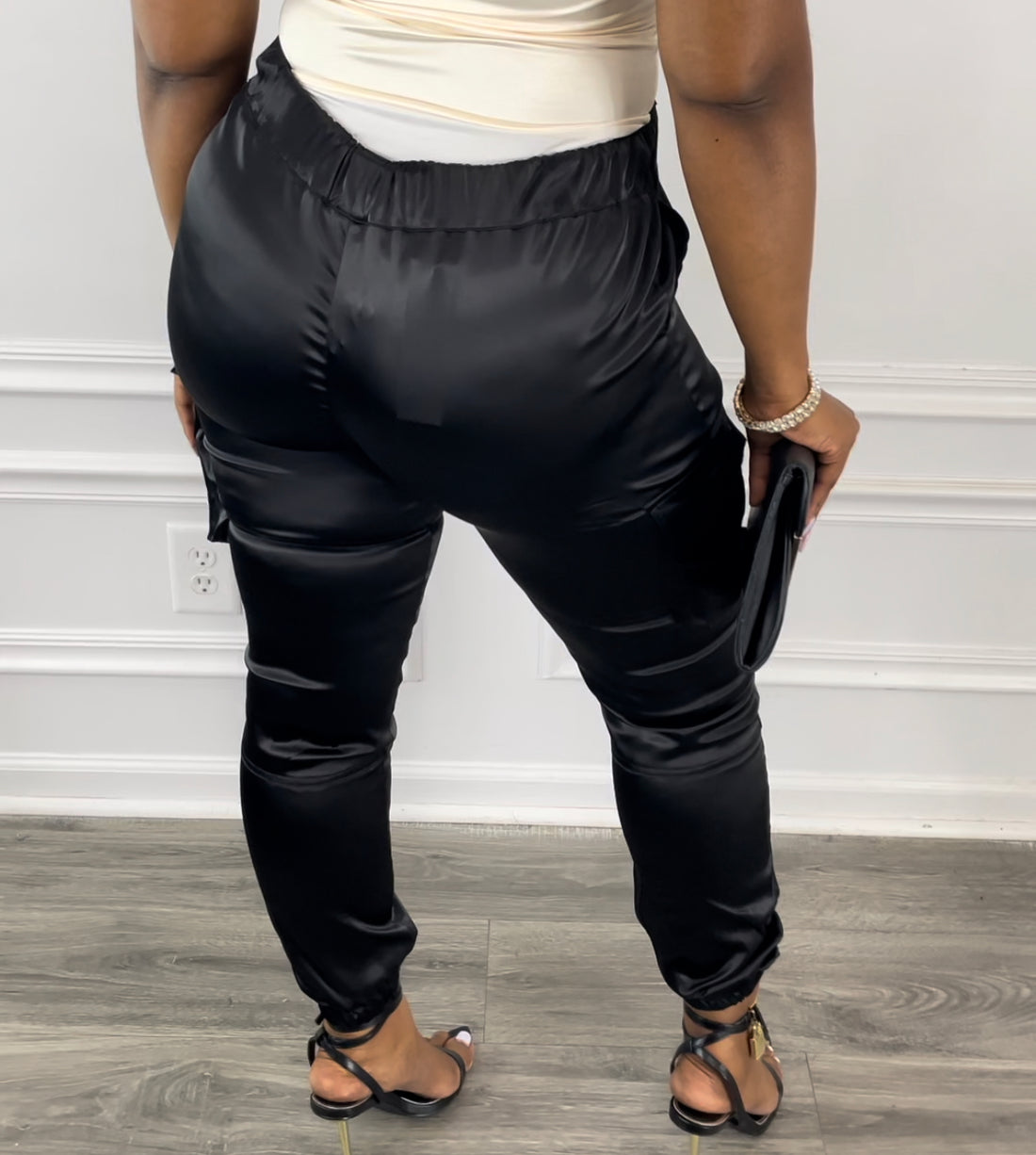 SILIC HIGH WAISTED SATIN JOGGER PANTS